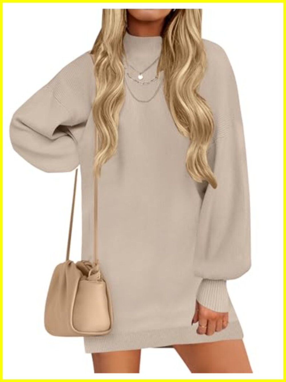 Oversized Turtleneck Knit Mini Sweater Dress Women Long Sleeve Fall Winter